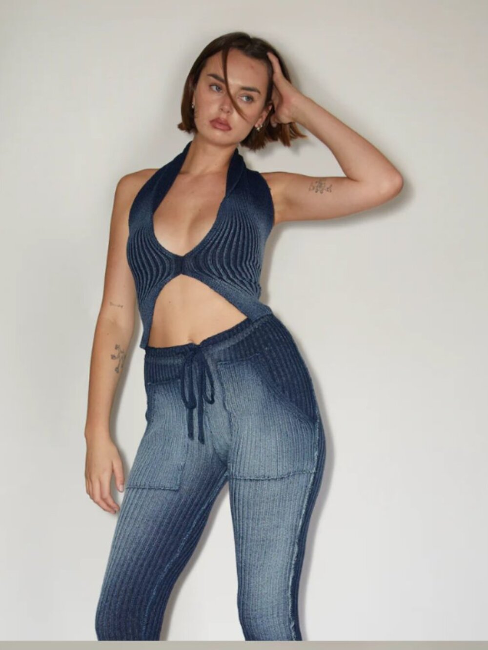 Knorts rib-knit cropped halter vest